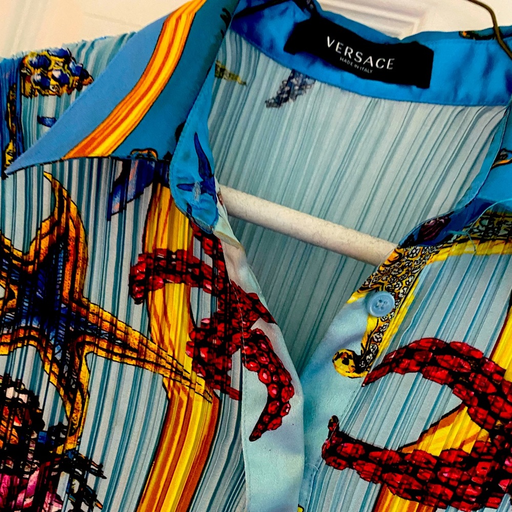 Versace Tresor de la mer print pleated shirt dress